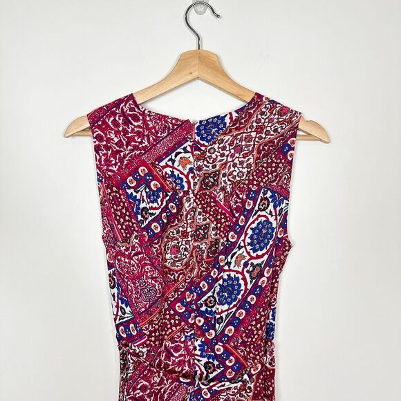 Calvin Klein Faux Wrap V-Neck Floral Maxi Dress Sz 4 Boho - Picture 6 of 9